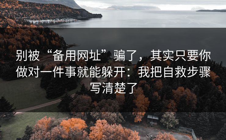 别被“备用网址”骗了，其实只要你做对一件事就能躲开：我把自救步骤写清楚了