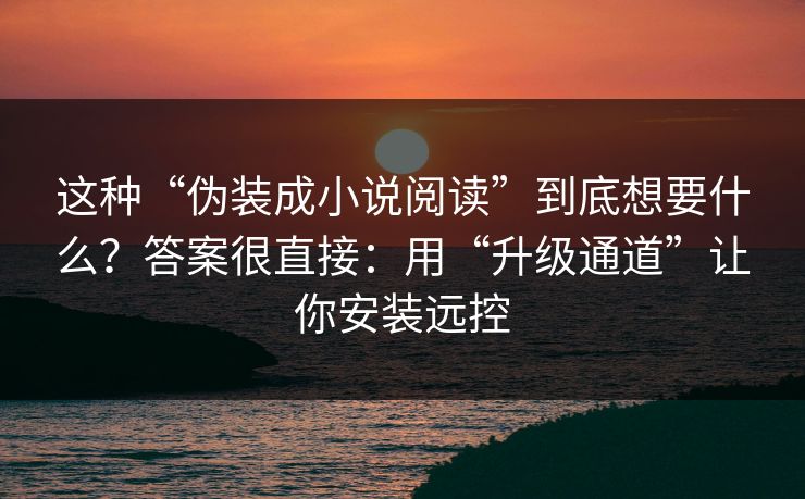 这种“伪装成小说阅读”到底想要什么？答案很直接：用“升级通道”让你安装远控