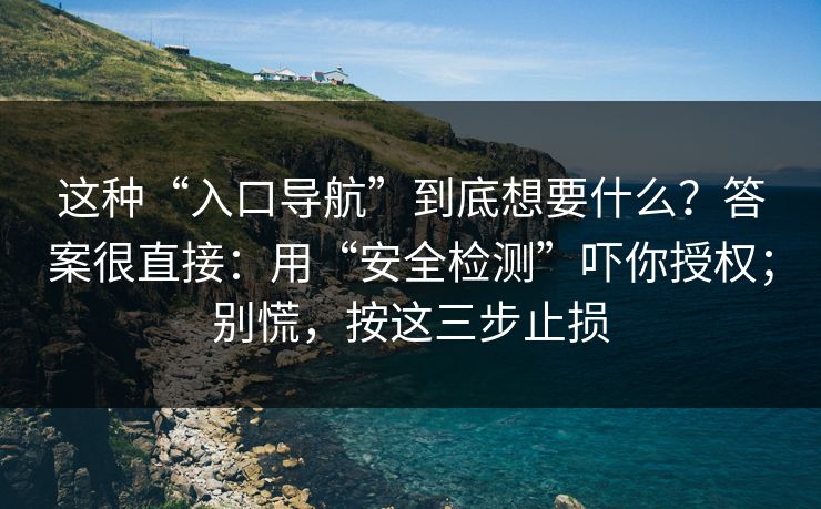 这种“入口导航”到底想要什么？答案很直接：用“安全检测”吓你授权；别慌，按这三步止损