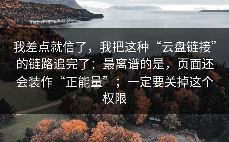 我差点就信了，我把这种“云盘链接”的链路追完了：最离谱的是，页面还会装作“正能量”；一定要关掉这个权限