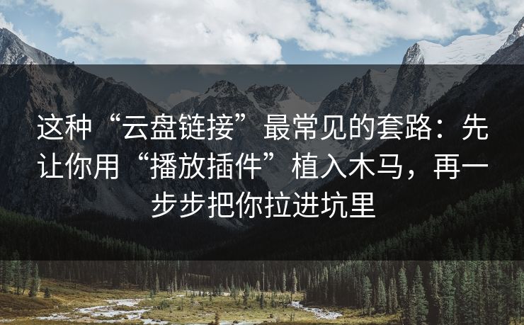 这种“云盘链接”最常见的套路：先让你用“播放插件”植入木马，再一步步把你拉进坑里