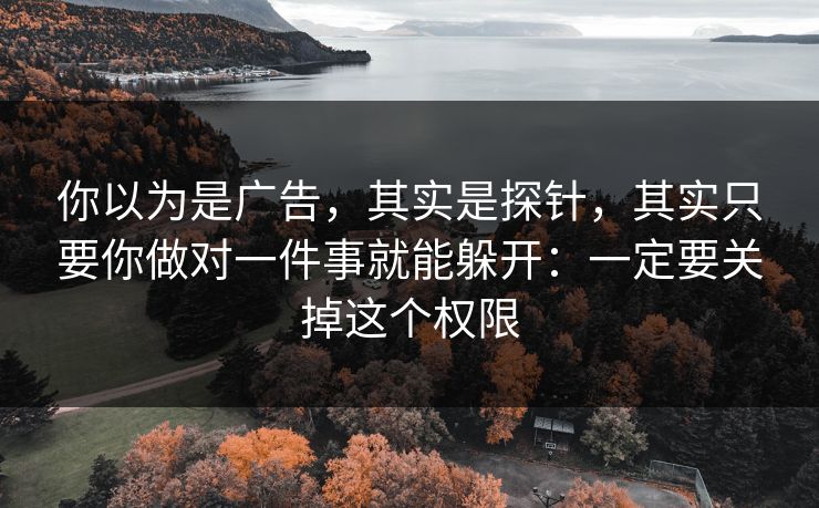 你以为是广告，其实是探针，其实只要你做对一件事就能躲开：一定要关掉这个权限