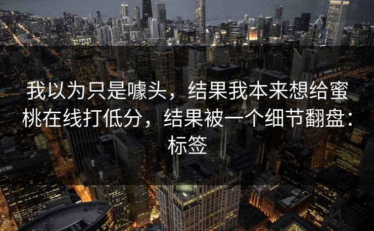 我以为只是噱头，结果我本来想给蜜桃在线打低分，结果被一个细节翻盘：标签
