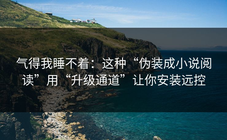 气得我睡不着：这种“伪装成小说阅读”用“升级通道”让你安装远控