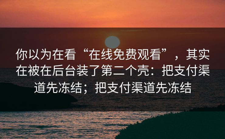 你以为在看“在线免费观看”，其实在被在后台装了第二个壳：把支付渠道先冻结；把支付渠道先冻结