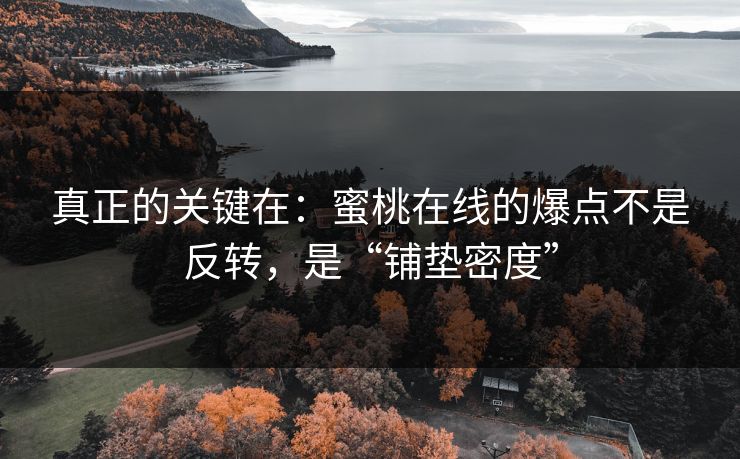 真正的关键在：蜜桃在线的爆点不是反转，是“铺垫密度”