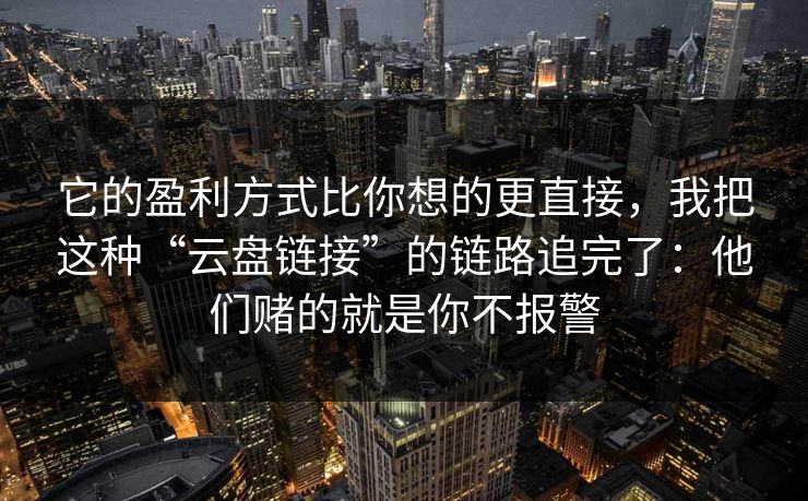 它的盈利方式比你想的更直接,我把这种“云盘链接”的链路追完了:他们赌的就是你不报警
