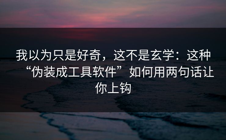 我以为只是好奇，这不是玄学：这种“伪装成工具软件”如何用两句话让你上钩